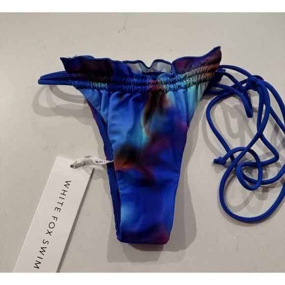 White Fox Bikini Bottom Swim Size Medium Side Tie Summer Soiree Sexy Colorful - Picture 1 of 8